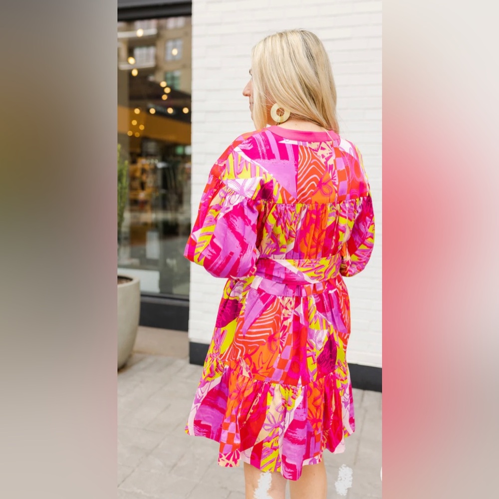 Vibrant Pink Patterned Dress - Picture 3 of 6
